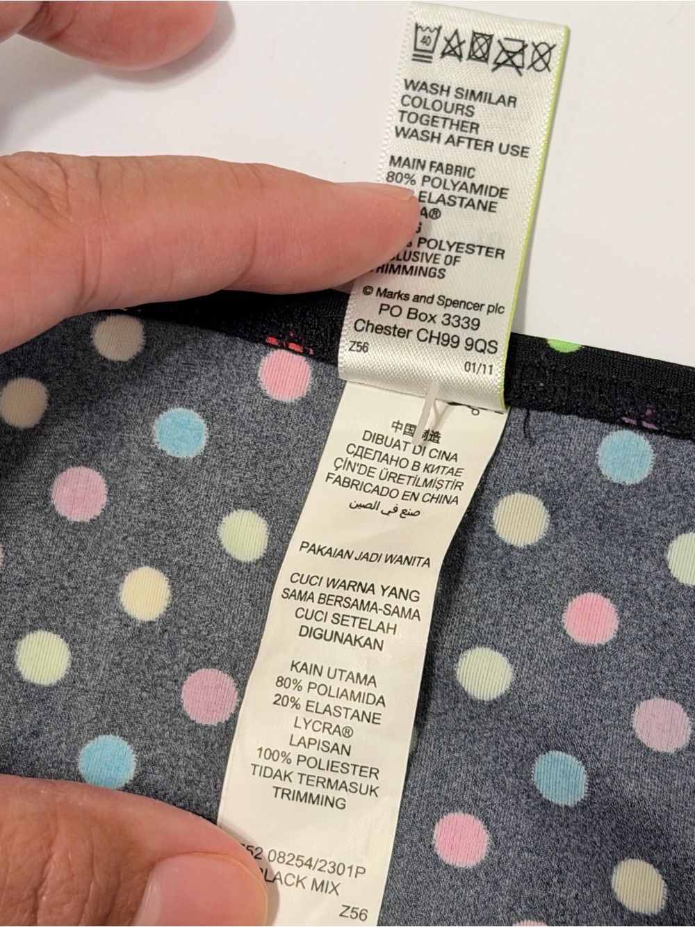 Marks & Spencer Black Polka Dot Hipster Bikini Bottoms Side Tie UK 16 T52 08254 - Picture 5 of 6
